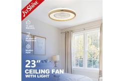 China Imitation Wood Grain Finish 23 Inch DC Motor LED Bedroom Ceiling Fan supplier