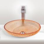 Unique Transparent Painted Glass Vessel Basins 1.77 Inch Drain  Bathroom Sink for sale