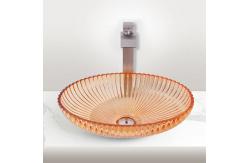 China Unique Transparent Painted Glass Vessel Basins 1.77 Inch Drain  Bathroom Sink supplier