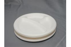 China 9 Or 10 Round Biodegradable Sugarcane Plates 3 Compartment supplier