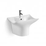 Glossy Finish Ceramic Wall Hung Basin Rectangular For Public Restrooms for sale