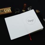 Custom A5 Wide Ruled Hardcover Writing Notebook with Back Pocket Double Bookmarks