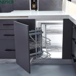 Sliding Pull Out Wire Basket 2 Shelves Kitchen Seasoning Bottle Rack