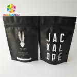 Matte Black Metallic Foil Pouch Stand Up 2 Oz Coffee Bags With Zipper / Valve for sale