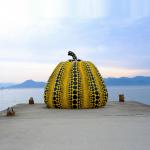 Modern Contemporary Colorful Outdoor Fiberglass Pumpkin Sculpture for sale