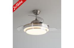 China Retractable Blades LED Ceiling Fan with Remote Control and 42 Inch Acrylic Lampshade supplier