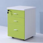 3 Drawer Mobile File Cabinet Green Wooden Lockable Filing Cabinet for sale