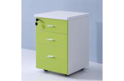 China 3 Drawer Mobile File Cabinet Green Wooden Lockable Filing Cabinet supplier