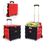 Grocery Small Lightweight Folding Plastic Shopping Cart 4 Wheels With Basket for sale