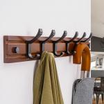 Coat Hat Hanger for Wall Organized and Storage with Movable Hooks Bamboo Sundries Rack for sale