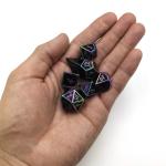 Surface Hand Carved Resin Polyhedral Dice Set Metallic Brass for sale