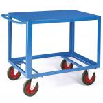 Two Tier 500kg Warehouse Shelf Trolley Metal Utility Cart With Four Wheels