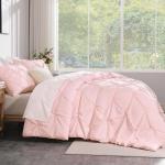 3 Pieces Pink Lightweight Pinch Pleat Comforter Set All Season Alternative