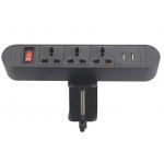 6.56 Ft Cord 3 Universal and 2 USB-A with Surge Protector Black Clip On Conference Table Desktop Power Socket Extension for sale