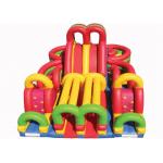 Colrful Giant Combo Inflatable Fun City With Slide And Obstacle Course for sale