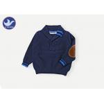 Long Sleeves Boys Shawl Neck Sweater / Jumper , Boys Wool Jumper Fake Suede Elbow Patch  for sale