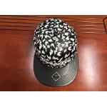 Custom black and white leather flat bill flat printing  snapback caps