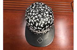 China Custom black and white leather flat bill flat printing  snapback caps supplier