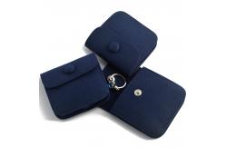 China Snap Button Custom Packaging Solutions Ring Earing Storage Pouch Packaging Blue Microfiber supplier