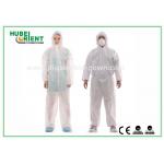 Nonwoven White Disposable Overalls PP / SMS / PP + PE Protective Coverall With Hood
