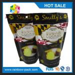 Matte Printed Aluminum foil Stand up customized logo Green printed  tea packaging bag with zipper and tear notches for sale
