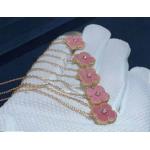 Van Cleef & Arpels 18K Rose Gold Vintage Alhambra Diamond Rhodonite Pendant Necklace VCARP7TD00 for sale