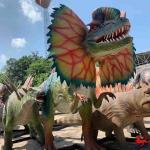 Theme Park Equipment Realistic Animatronic Dinosaur Model Dilophosaurus Statue for sale