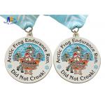 Frog And Snow Relief Custom Race Medals Spray White With Sublimated Ribbon
