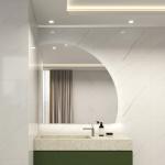 High Definition Bathroom Mirror With Lights Mildew Proof Half Moon Backlit Mirror for sale
