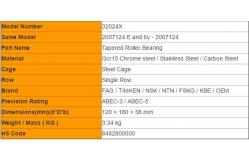 China 6y - 2007124 AK , 2007124E , 32024X Automobile Bearing Tapered Roller Light Series supplier
