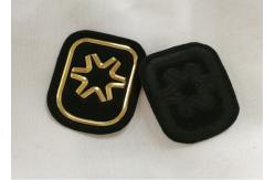 China Black And Gold Embossed 3D Rubber Patches Custom  Badges For Soprtswear supplier