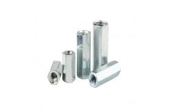 China SS201 Hex Long Forged Eye Nut DIN6334 Coupling Nut White Zinc Plated supplier
