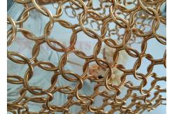 China 1.2mm Wire Golden Metal Ring Mesh Curtain For Interior Partition supplier