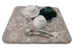 China Round Corner Reversible Table Microfiber Dish Drying Mat Gray Printing supplier