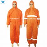 Industrial Safety Microporous SMS Protective Suit In Orange With Water Proof Function for sale