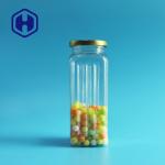 Transparent PET Plastic Jar Dog Treat Food Packaging Square Tinplate Metal Lid for sale