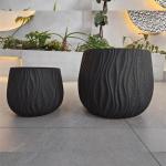 Modern Round Heavy Fiber Clay Planter Hand Carved For Home Garden Decor for sale