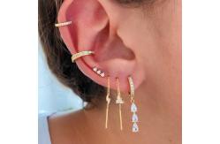 China Brazilian Water Drop Cubic Zircon Long Dangle Earrings In 18K Gold Plated Hoops supplier