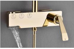 China Copper Black Champagne Wall Mounted Shower Faucet Set With Handle supplier