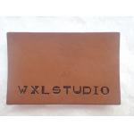 Personalized Logo Garment Leather Patch Embossed Black Logo Leather Label for sale