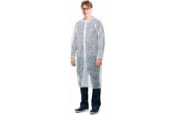 China Disposable Polypropylene Lab Coat with Double Collar Dust-Proof and Breathable White supplier