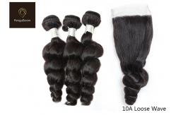 China Elegant 8inch 100g Loose Wave Bundles And Closure , 10a Bundles With Frontal supplier