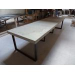 Grey Concrete Rectangle Patio Table Set Outdoor GRC Concrete Table Bench