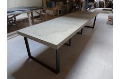 China Grey Concrete Rectangle Patio Table Set Outdoor GRC Concrete Table Bench supplier