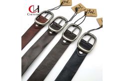 China Multiscene Cowhide Genuine Leather Black Belt , Practical Men's Center Bar Belt supplier