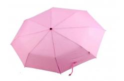 China Metal Shaft Lady Pink 3 Foldable Umbrella Fiberglass Frame 21 Inch 8 Ribs supplier