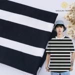 Skin Friendly Striped Stretch Fabric , 175gsm Knit Combed Cotton Fabric For T - Shirt for sale