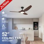 LED Ceiling Fan with 3 Color LED Light Dark Wood Grain ABS Blades Smart Remote Control for sale