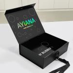 Rectangle Luxury Black Magnetic Gift Box With Paperboard Liner Custom Printing Logo for sale