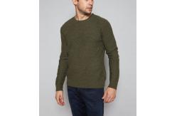 China 80 Lambswool 20 Nylon Knitted Pullover Mens , Chunky Pullover Sweater With Intarsia Elbow supplier